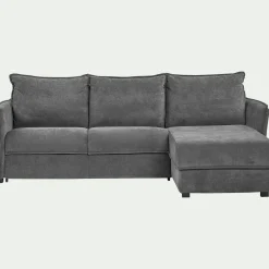 Canapé d'angle réversible convertible en tissu avec matelas densité 35kg/m3 - gris