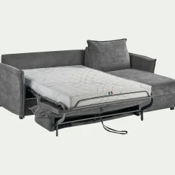 Canapé d'angle réversible convertible en tissu avec matelas densité 35kg/m3 - gris
