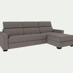 Canapé d'angle réversible convertible matelas Bultex en tissus pop avec accoudoirs 20cm - taupe