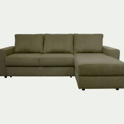 Canapé d'angle réversible convertible en velours côtelé - vert cèdre