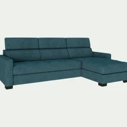 Canapé d'angle réversible convertible en tissu monclar avec accoudoirs 15cm - bleu niolon