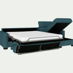 Canapé d'angle réversible convertible en tissu monclar avec accoudoirs 15cm - bleu niolon