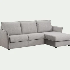 Canapé d'angle réversible convertible en tissu Stella avec matelas densité 25kg/m3 - gris moyen