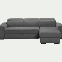Canapé d'angle réversible convertible en tissu - gris moyen