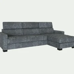 Canapé d'angle réversible convertible en tissu genesis avec accoudoirs 15cm - gris ardoise