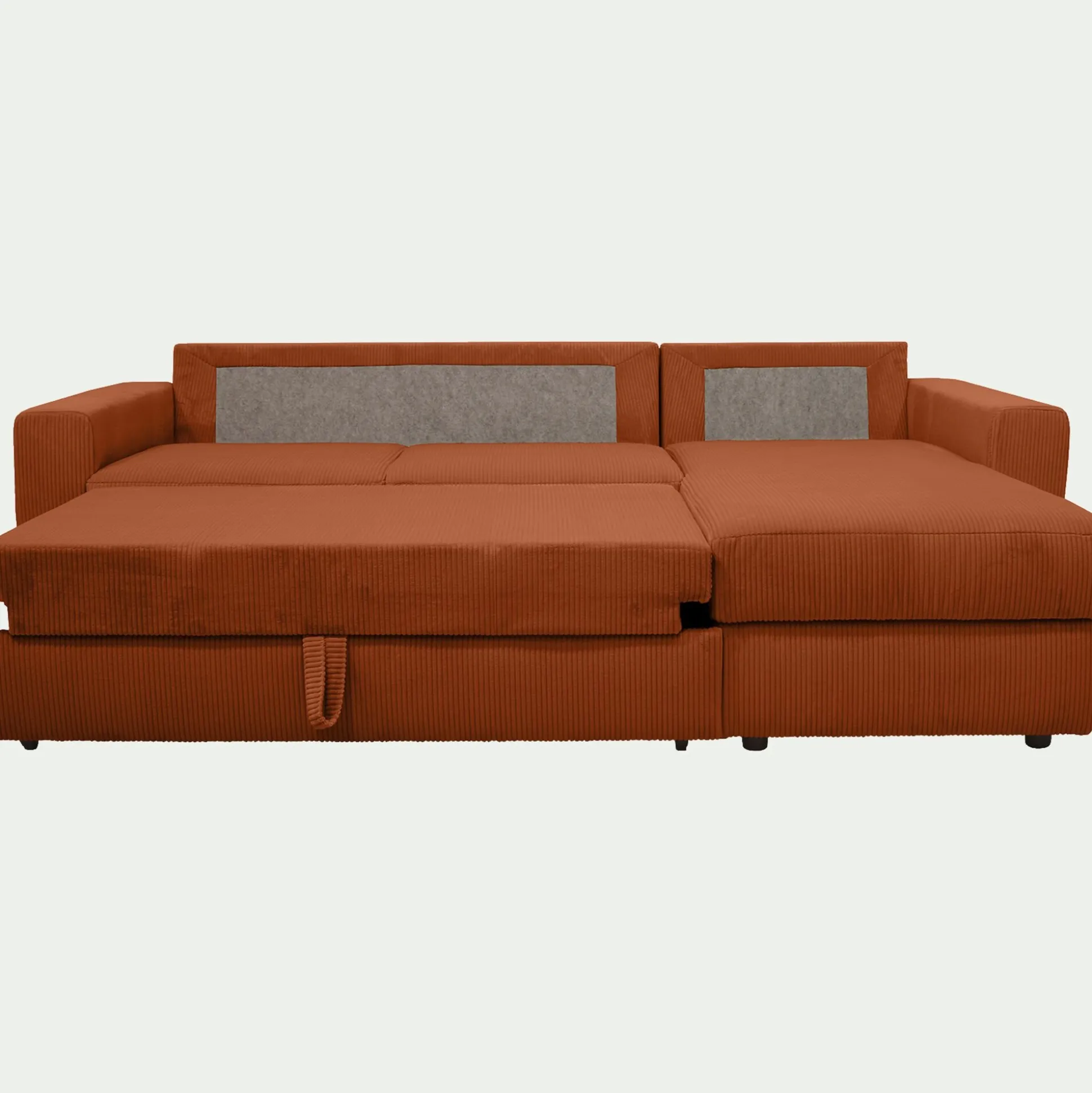 Canapé d'angle réversible convertible en velours côtelé - brun rustrel