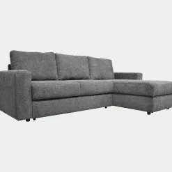 Canapé d'angle réversible convertible en tissu tramé - gris restanque