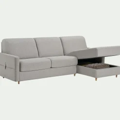 Canapé d'angle réversible convertible en tissu matelas densité 25kg/m3 - gris borie