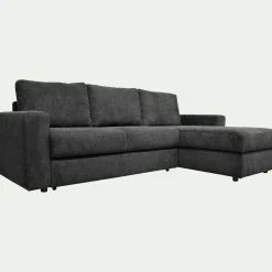 Canapé d'angle réversible convertible en tissu tramé - gris ardoise