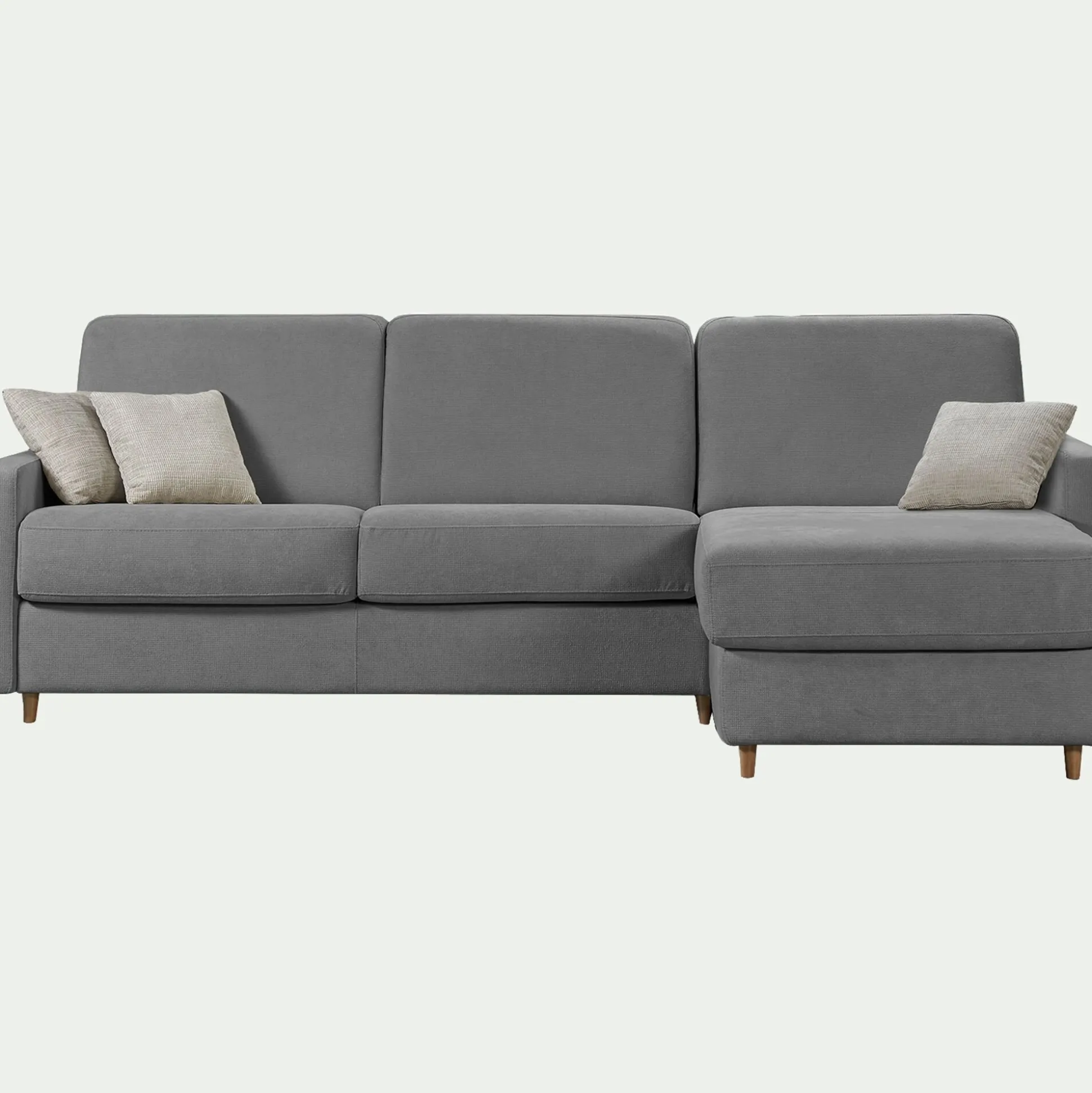 Canapé d'angle réversible convertible en tissu Stella matelas densité 25kg/m3 - gris restanque