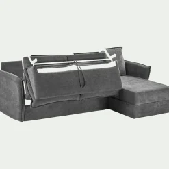 Canapé d'angle réversible convertible en tissu avec matelas densité 25kg/m3 - gris restanque
