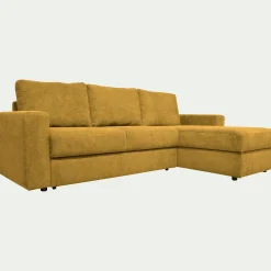 Canapé d'angle réversible convertible en tissu tramé - jaune argan