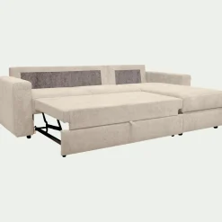 Canapé d'angle réversible convertible en tissu tramé - beige roucas
