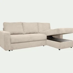 Canapé d'angle réversible convertible en tissu tramé - beige roucas