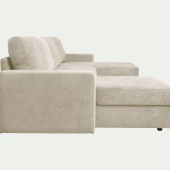 Canapé d'angle réversible convertible en tissu tramé - beige roucas