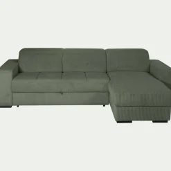 Canapé d'angle réversible convertible en tissu castello - vert cèdre