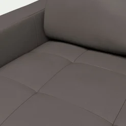 Canapé d'angle réversible fixe en cuir de buffle avec accoudoirs 20cm - taupe