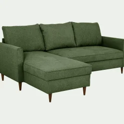 Canapé d'angle réversible fixe en tissu Loft - vert cèdre