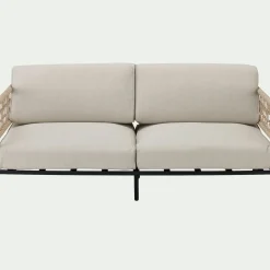 Canapé de jardin en acier et corde - beige (2 places)