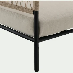 Canapé de jardin en acier et corde - beige (2 places)