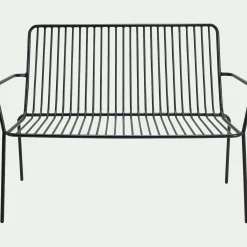 Canapé de jardin en acier - noir (2 places)