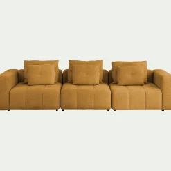 Canapé droit modulable en tissu Benjo - jaune argan