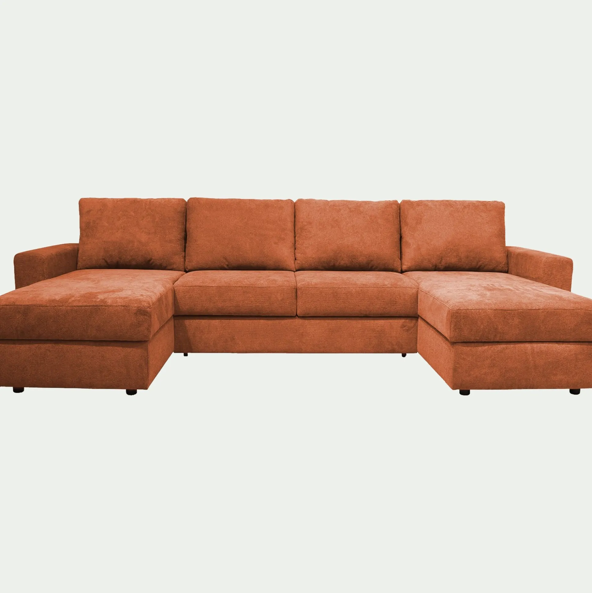 Canapé en U convertible en tissu tramé - brun rustrel