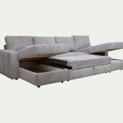 Canapé en U convertible en tissu tramé - gris restanque