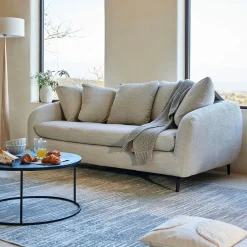 Canapé fixe 3 places en tissu tramé - beige roucas