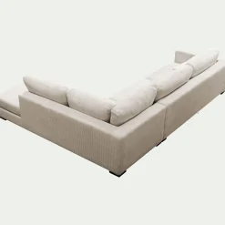 Canapé grand angle droit fixe avec méridienne en velours côtelé Azores - beige