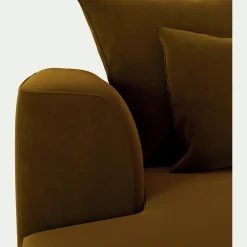 Canapé grand angle droit fixe en tissu velours - bronze