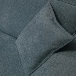 Canapé grand angle droit fixe en tissu tramé - bleu