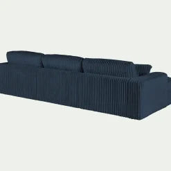 Canapé grand angle droit fixe en velours côtelé bita - bleu calabrun