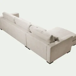 Canapé grand angle gauche fixe en tissu Bloq - beige roucas