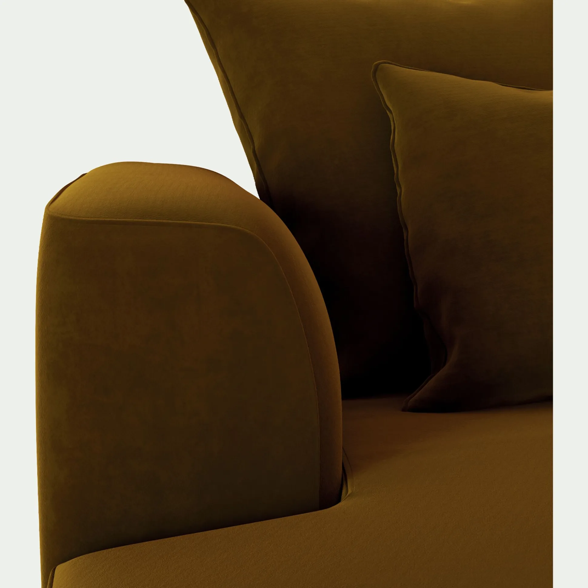 Canapé grand angle gauche fixe en tissu velours - bronze