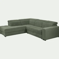 Canapé grand angle gauche convertible en tissu Castello - vert cèdre