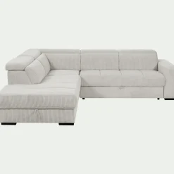 Canapé grand angle gauche convertible en tissu Castello - beige roucas