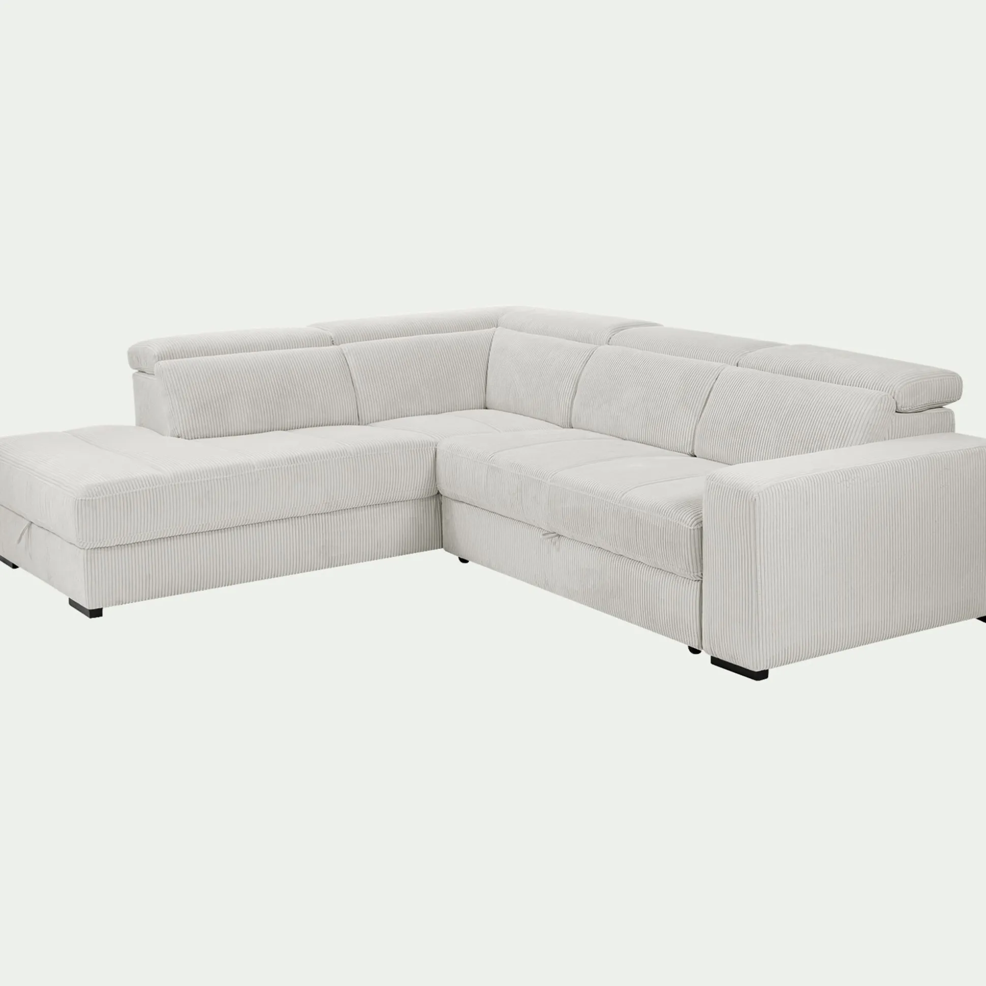 Canapé grand angle gauche convertible en tissu Castello - beige roucas