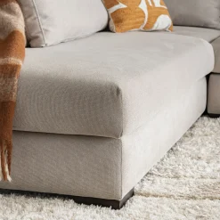 Canapé grand angle gauche fixe en tissu - beige roucas