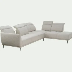 Canapé grand d'angle droit en tissu avec fonction avance-recul - beige roucas