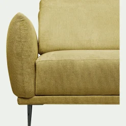 Canapé grand d'angle droit en tissu memphis avec fonction avance-recul - jaune argan