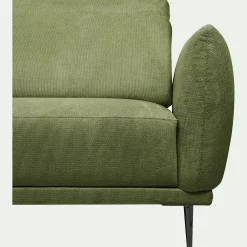 Canapé grand d'angle gauche en tissu memphis avec fonction avance-recul - vert cèdre