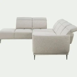 Canapé grand d'angle gauche en tissu avec fonction avance-recul - beige roucas