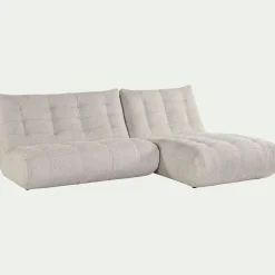 Canapé modulable avec méridienne en tissu chenille - beige roucas