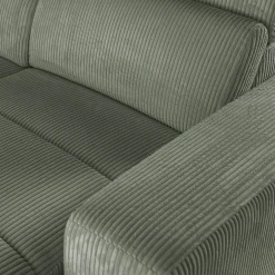 Canapé panoramique convertible avec méridienne gauche en tissu castello - vert cèdre