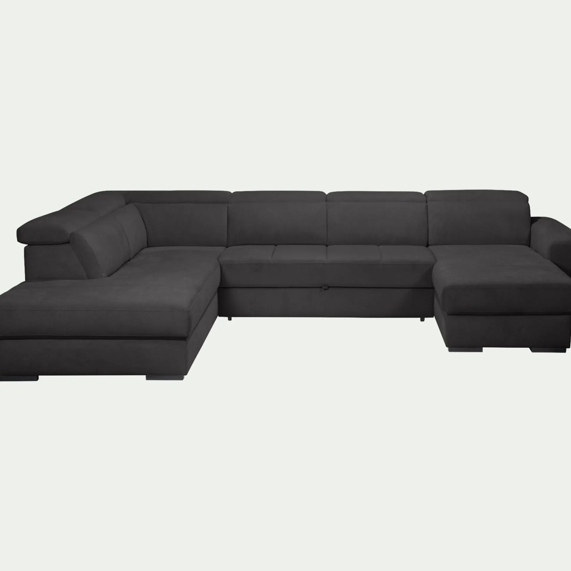 Canapé panoramique convertible avec méridienne droite en tissu doux - gris ardoise