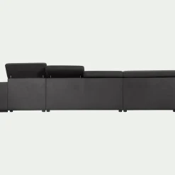 Canapé panoramique convertible avec méridienne droite en tissu doux - gris ardoise