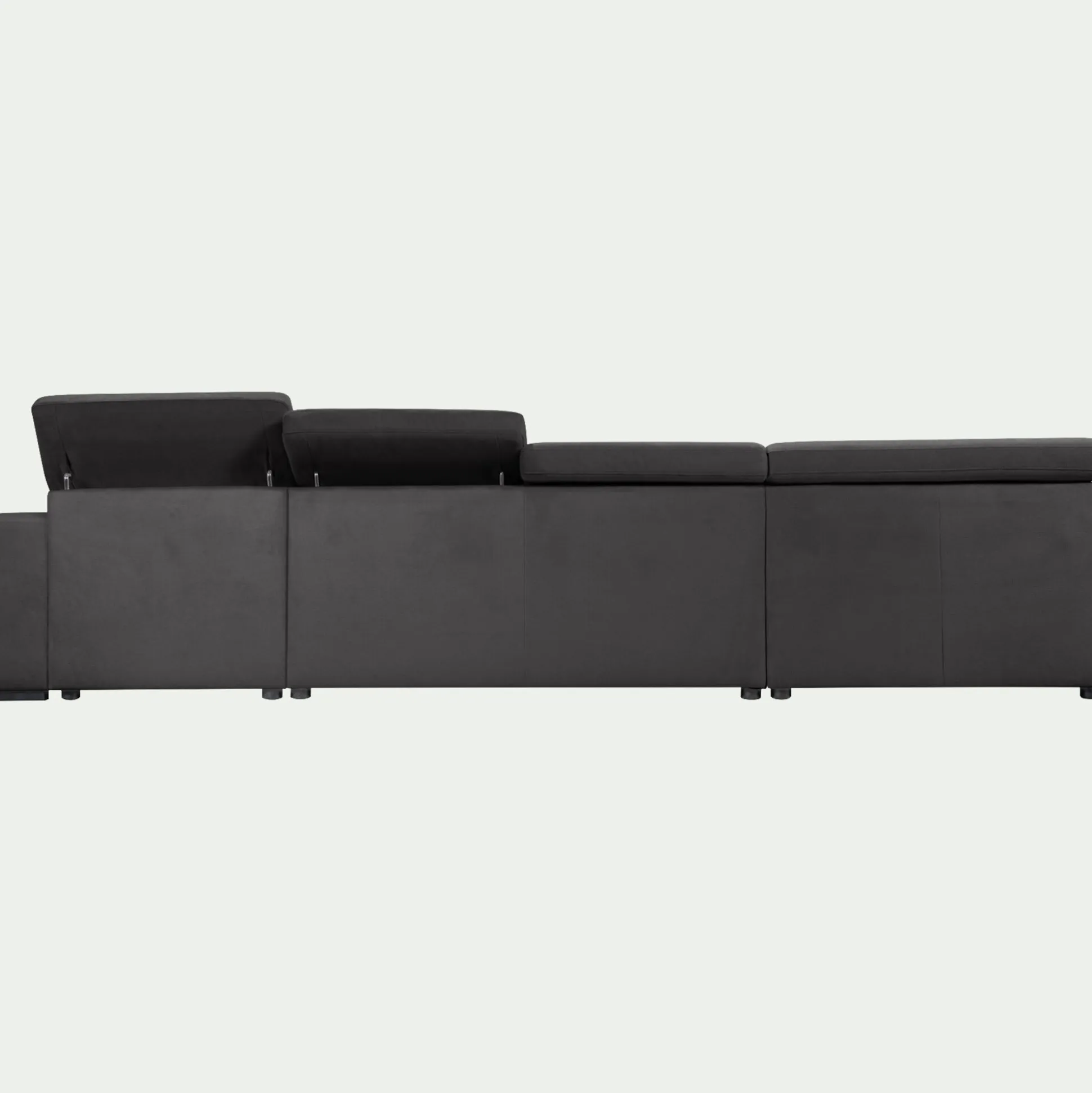 Canapé panoramique convertible avec méridienne droite en tissu doux - gris ardoise