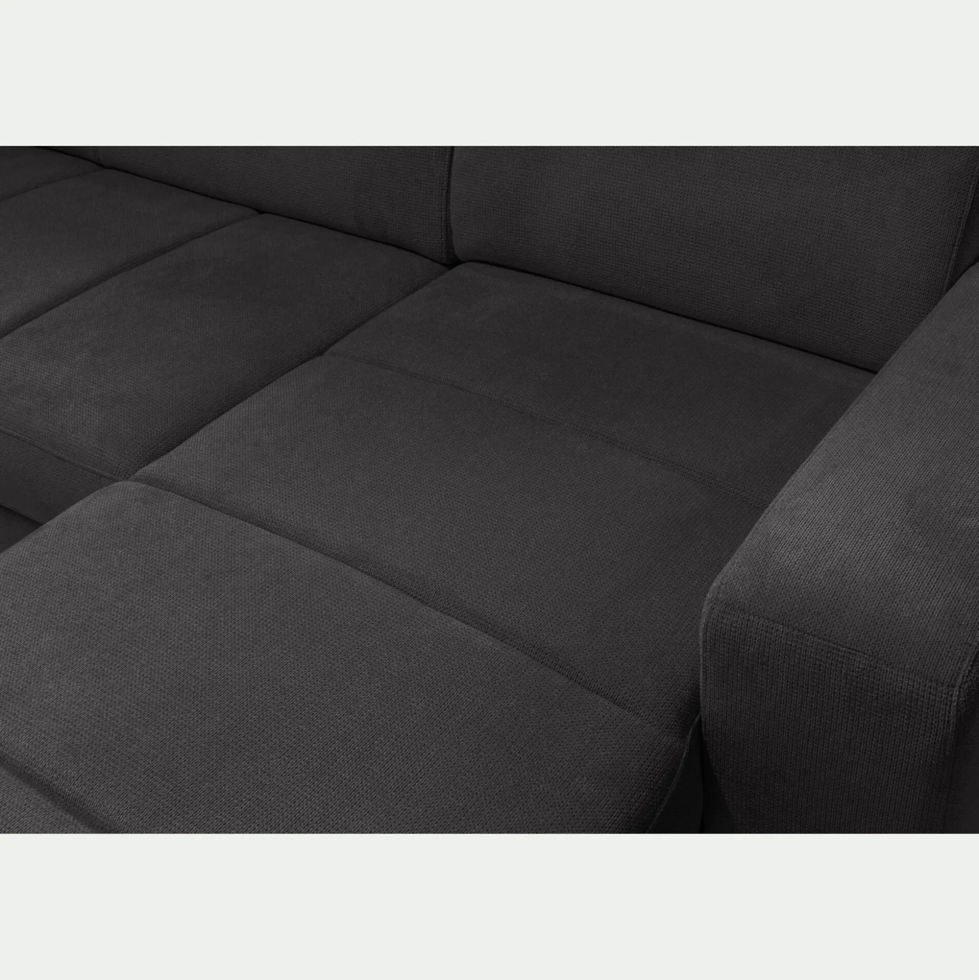 Canapé panoramique convertible avec méridienne droite en tissu doux - gris ardoise