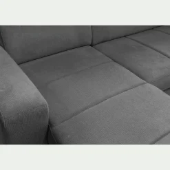 Canapé panoramique convertible avec méridienne gauche en tissu doux - gris